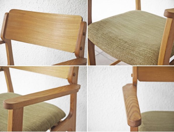 モモナチュラル Momo Natural マーレ アームチェア MARE ARM CHAIR アルダー材 ファブリック リーフグリーン 定価￥23,000- A ◇