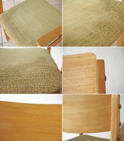 モモナチュラル Momo Natural マーレ アームチェア MARE ARM CHAIR アルダー材 ファブリック リーフグリーン 定価￥23,000- A ◇