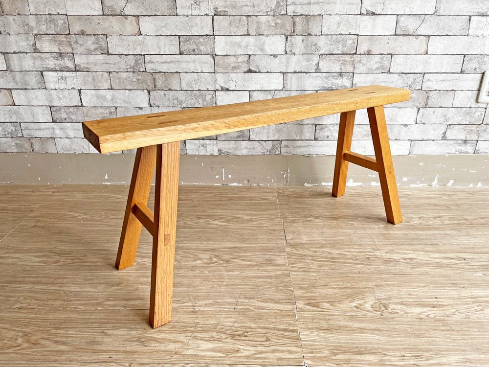 無印良品 MUJI オーク無垢材 ベンチ 大サイズ W100cm ディスプレイ台 ナチュラル ●