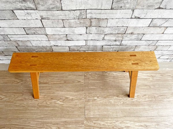無印良品 MUJI オーク無垢材 ベンチ 大サイズ W100cm ディスプレイ台 ナチュラル ●
