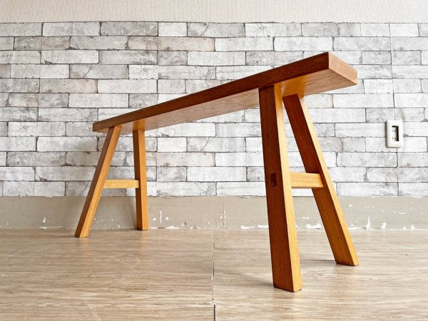 無印良品 MUJI オーク無垢材 ベンチ 大サイズ W100cm ディスプレイ台 ナチュラル ●
