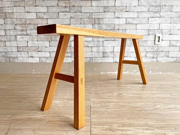 無印良品 MUJI オーク無垢材 ベンチ 大サイズ W100cm ディスプレイ台 ナチュラル ●