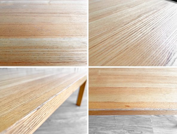 無印良品 MUJI 木製ローテーブル タモ無垢材 ナチュラル W90cm 抽斗2杯 ●