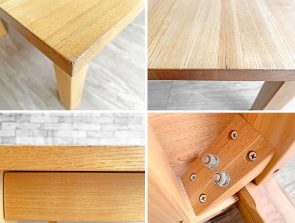 無印良品 MUJI 木製ローテーブル タモ無垢材 ナチュラル W90cm 抽斗2杯 ●