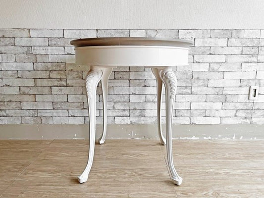 カフェテーブル ホワイト ラウンド Φ74.5cm クラシカルデザイン Classical design シャビーシック ●