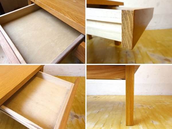 無印良品 MUJI 木製 ローテーブル センターテーブル 文机 座卓 タモ無垢材 ナチュラル 幅 90cm ドロワー付 ★