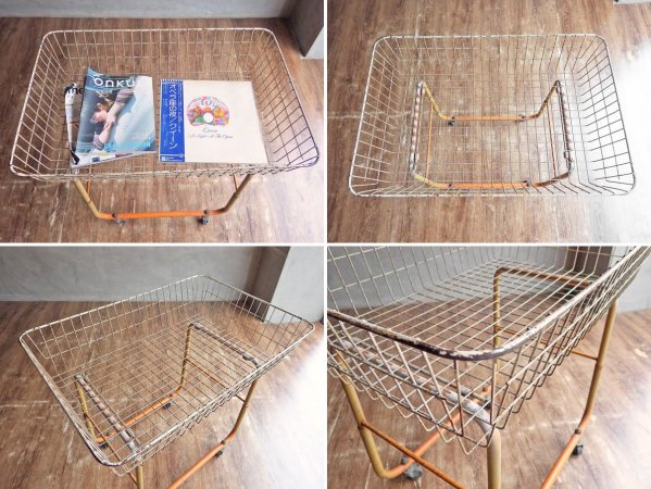スチールワゴン ワイヤーラック キャスター付き ビンテージ Vintage シャビーシック インダストリアル 店舗什器 ♪