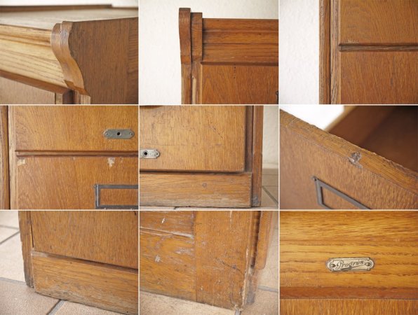 ベルギーヴィンテージ Belgian Vintage オーク材 ファイリングキャビネット 4段 フルーオープン仕様 希少品 店舗什器 ◇
