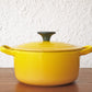 ルクルーゼ LE CREUSET ココットロンド 両手鍋 16cm アイアン ホーロー ディジョンイエロー 廃番カラー フランス ◇