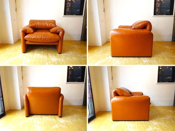 カッシーナ  Cassina 675 マラルンガ MARALUNGA 1シーター ソファ 本革 キャメル ヴィコ・マジストレッティ MoMA ★