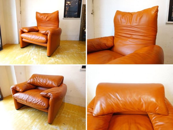 カッシーナ  Cassina 675 マラルンガ MARALUNGA 1シーター ソファ 本革 キャメル ヴィコ・マジストレッティ MoMA ★