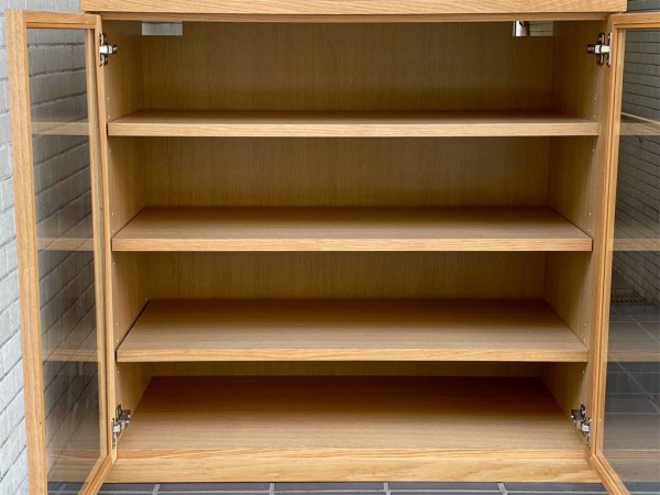 無印良品 MUJI 木製ガラスキャビネット 食器棚 カップボード オーク材 ナチュラル ■