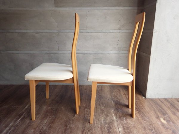 モダンデザイン Modern Design ダイニングチェア 2脚セット ハイバック ファブリック ビーチ材 ナチュラル ♪