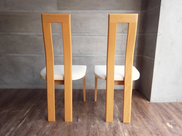 モダンデザイン Modern Design ダイニングチェア 2脚セット ハイバック ファブリック ビーチ材 ナチュラル ♪