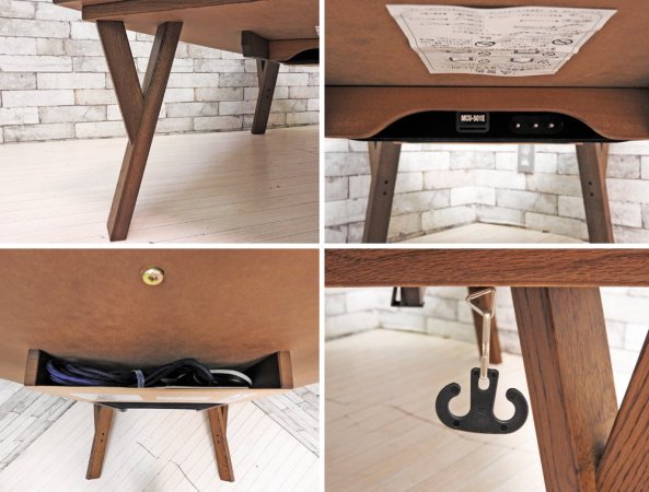 日美 NICHIBI ルード RUDE ? こたつ ローテーブル W120cm オーク材 ウイスキーブラウン ビンテージスタイル 参考定価6.9万円 ●