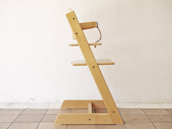 ストッケ STOKKE トリップトラップ TRIPP TRAPP ベビーチェア キッズチェア ナチュラル 高さ調整可 木製ガード　レザーベルト 背もたれ ノルウェー  ◇