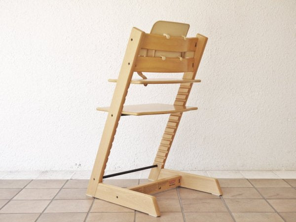 ストッケ STOKKE トリップトラップ TRIPP TRAPP ベビーチェア キッズチェア ナチュラル 高さ調整可 木製ガード　レザーベルト 背もたれ ノルウェー  ◇