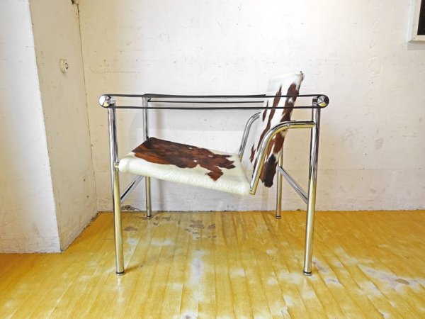 カッシーナ Cassina LC1 スリングチェア 仔牛毛皮 ハラコ ル・コルビュジェ Le Corbusier 定価\484,000- 美品★