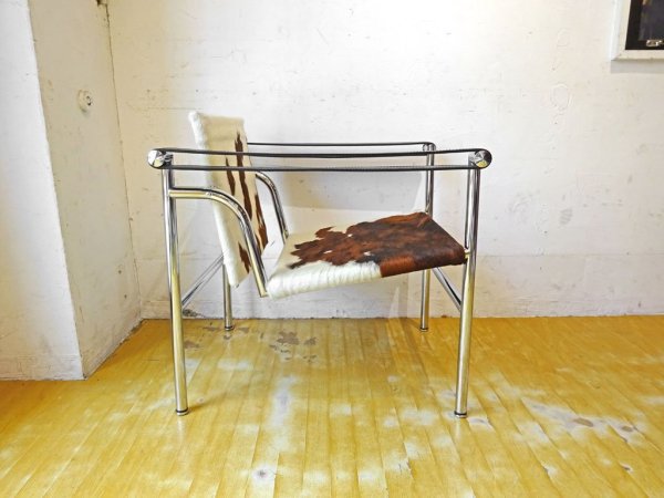 カッシーナ Cassina LC1 スリングチェア 仔牛毛皮 ハラコ ル・コルビュジェ Le Corbusier 定価\484,000- 美品★