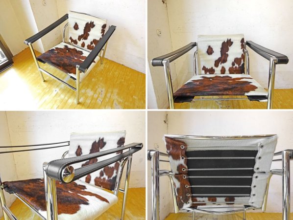 カッシーナ Cassina LC1 スリングチェア 仔牛毛皮 ハラコ ル・コルビュジェ Le Corbusier 定価\484,000- 美品★