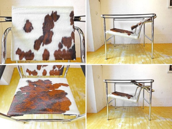 カッシーナ Cassina LC1 スリングチェア 仔牛毛皮 ハラコ ル・コルビュジェ Le Corbusier 定価\484,000- 美品★