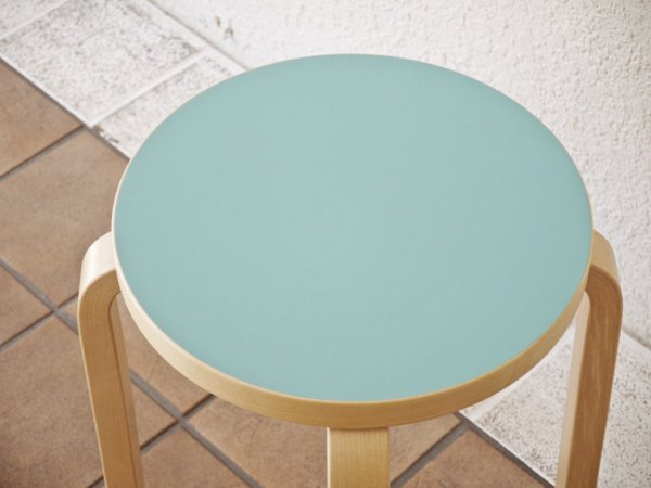 アルテック artek スツール60 stool60 4本脚 SCOPE 別注カラー リノリウム アクアヴェール アルヴァ・アアルト 北欧家具 美品 ◇