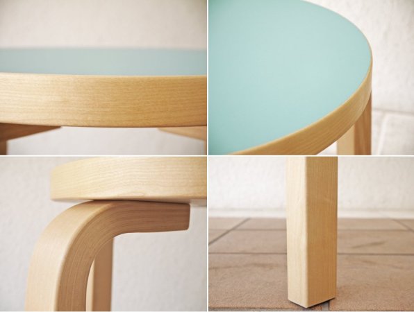 アルテック artek スツール60 stool60 4本脚 SCOPE 別注カラー リノリウム アクアヴェール アルヴァ・アアルト 北欧家具 美品 ◇