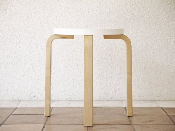 アルテック Artek スツールE60 stool E60 パイミオ 4本脚 80周年記念モデル ホワイトラッカー アルヴァ・アアルト 北欧家具 ◇