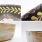 鹿児島睦 Makoto Kagoshima 深鉢 ボウル W28cm スクエア 花柄 絵付け ハンドメイド 現代作家 金継ぎ 修復痕有 ●