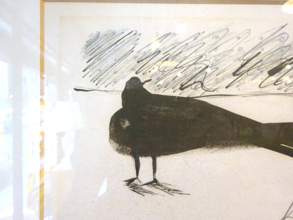 黒田 征太郎 SEITARO KURODA リトグラフ 版画 烏 カラス 額入り 1982年 371/500 エディション ★