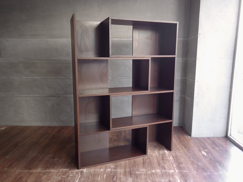 モーダエンカーサ moda en casa フレキシブル Flexible ブックケース シェルフ 2in1 ダークブラウン タモ材 参考定価 : ￥118,800 -♪