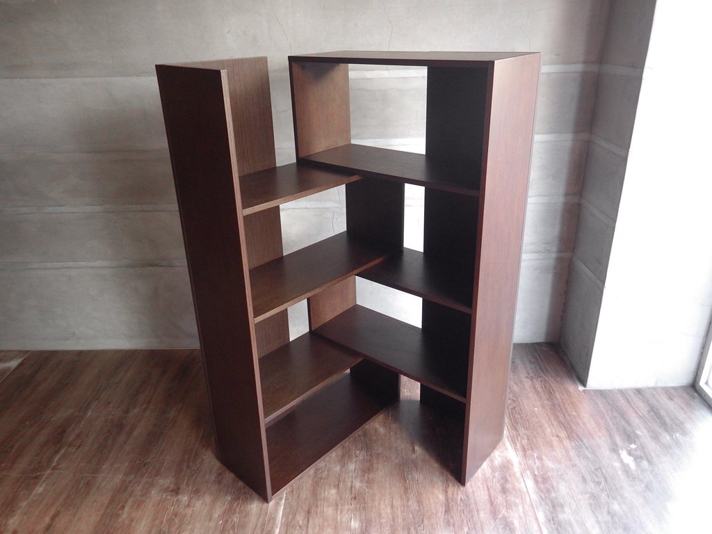 モーダエンカーサ moda en casa フレキシブル Flexible ブックケース シェルフ 2in1 ダークブラウン タモ材 参考定価 : ￥118,800 -♪