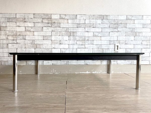 ル・コルビジェ Le Corbusier デザイン LC10 ローテーブル ガラス×クロームレッグ デザイナーズ家具 リプロダクト品 ●