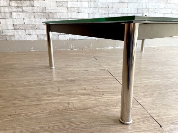 ル・コルビジェ Le Corbusier デザイン LC10 ローテーブル ガラス×クロームレッグ デザイナーズ家具 リプロダクト品 ●
