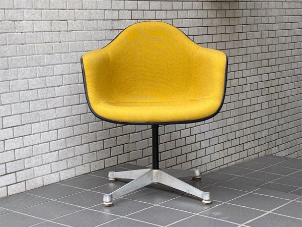 ハーマンミラー Herman Miller ビンテージ アームシェルチェア コントラクトベース イエローファブリック C&R イームズ ミッドセンチュリー ■