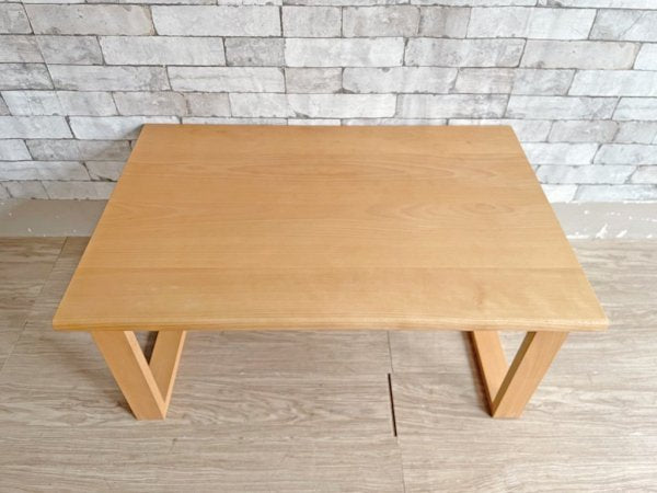 ナチュラルスタイル ブナ無垢材 センターテーブル ローテーブル W90cm ビーチ材 シンプルモダン 和モダン ●