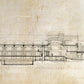 フランク・ロイド・ライト Frank Lloyd Wright 旧帝国ホテル The Imperial Hotel 立体図面 ARCHITECT ポスター オフセットプリント W106cm 額装品 ●