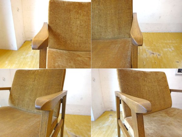 トラックファニチャー TRUCK FURNITURE FURROWED-LEATHER ARM CHAIR 楢材ウッドフレーム オーク材 ビロード張 ★