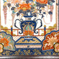 伊万里焼 福右衛門作 献上手染錦花籠手 陶額 額装陶板 金彩 磁器 額装品 ●