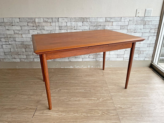 デンマークビンテージ Danish Vintage エクステンション ダイニングテーブル チーク材 伸長式 北欧家具 ●