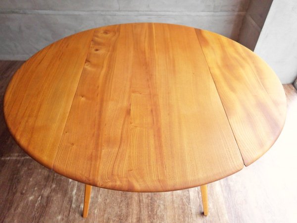 アーコール Ercol ドロップリーフテーブル DROP LEAF DINING TABLE ダイニングテーブル ラウンドテーブル バタフライ エルム材 ビーチ材 UKビンテージ ♪