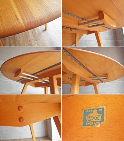 アーコール Ercol ドロップリーフテーブル DROP LEAF DINING TABLE ダイニングテーブル ラウンドテーブル バタフライ エルム材 ビーチ材 UKビンテージ ♪