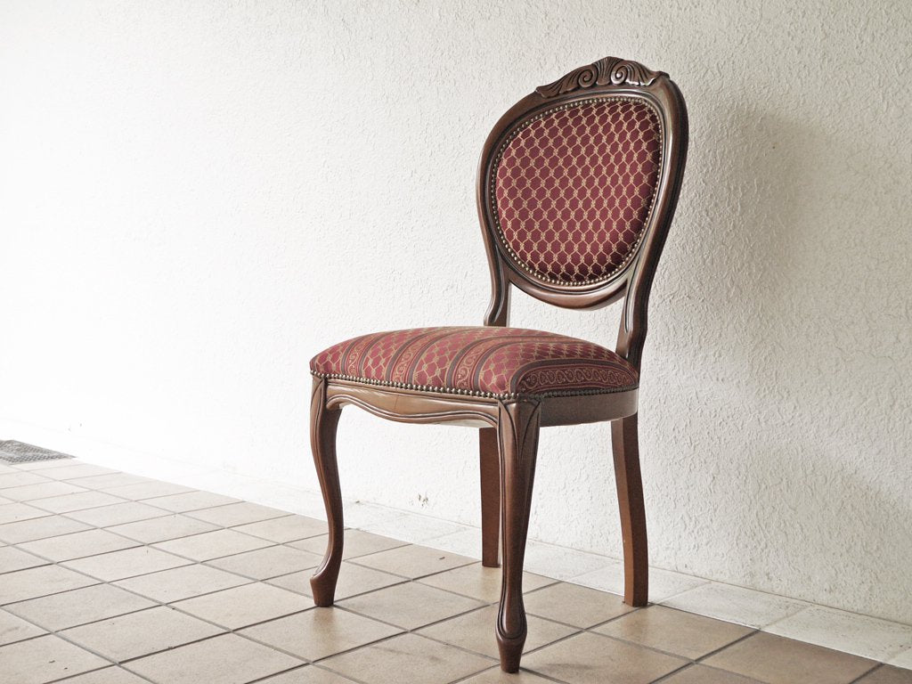 ヨーロピアンクラシカル デザイン European Classical design 木製 ダイニングチェア 猫脚 ファブリック イタリア ロココ調 B ◇