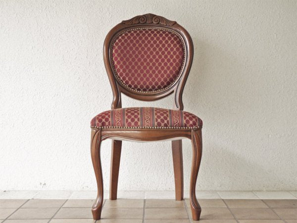 ヨーロピアンクラシカル デザイン European Classical design 木製 ダイニングチェア 猫脚 ファブリック イタリア ロココ調 B ◇