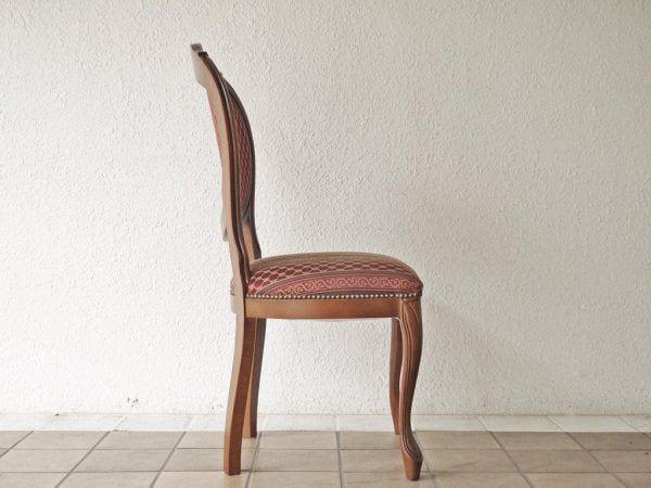 ヨーロピアンクラシカル デザイン European Classical design 木製 ダイニングチェア 猫脚 ファブリック イタリア ロココ調 B ◇