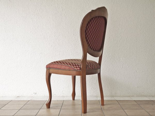 ヨーロピアンクラシカル デザイン European Classical design 木製 ダイニングチェア 猫脚 ファブリック イタリア ロココ調 B ◇