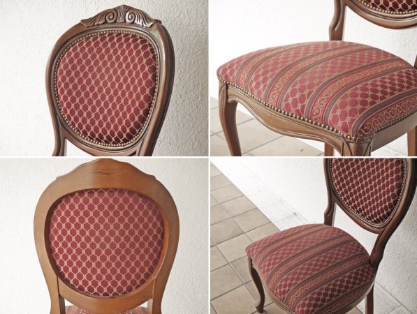 ヨーロピアンクラシカル デザイン European Classical design 木製 ダイニングチェア 猫脚 ファブリック イタリア ロココ調 B ◇