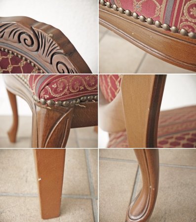 ヨーロピアンクラシカル デザイン European Classical design 木製 ダイニングチェア 猫脚 ファブリック イタリア ロココ調 B ◇