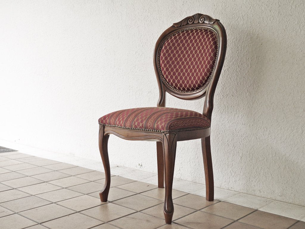 ヨーロピアンクラシカル デザイン European Classical design 木製 ダイニングチェア 猫脚 ファブリック イタリア ロココ調 A ◇