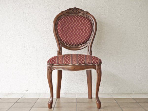 ヨーロピアンクラシカル デザイン European Classical design 木製 ダイニングチェア 猫脚 ファブリック イタリア ロココ調 A ◇